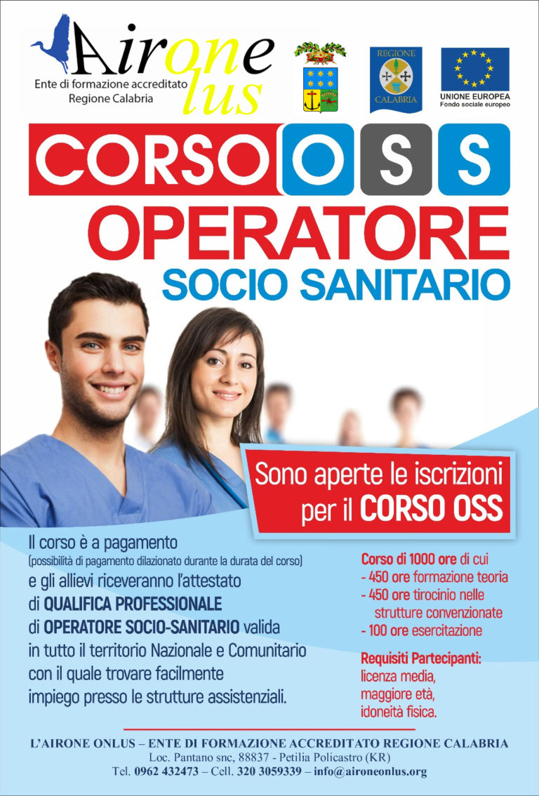 CORSO O.S.S. (OPERATORE SOCIO SANITARIO) – Airone Onlus